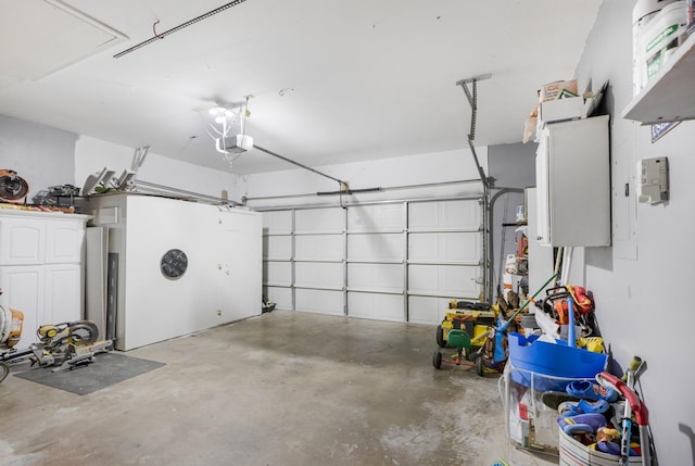 garage with a garage door opener