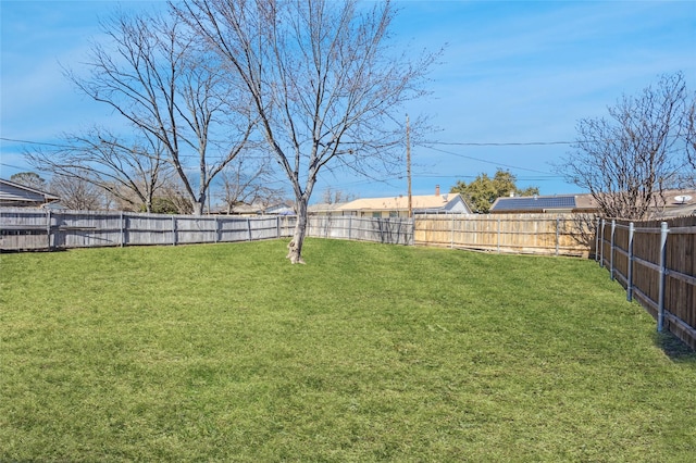 view of yard featuring a fenced backyard