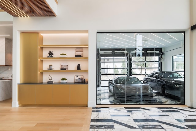 interior space with a garage