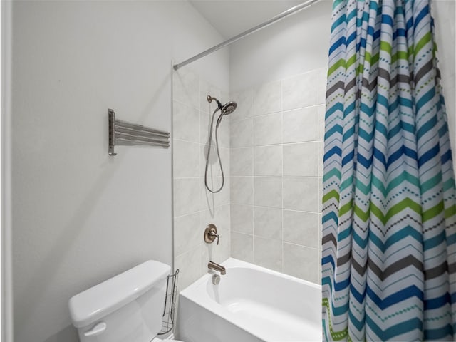 full bathroom featuring toilet and shower / bath combo