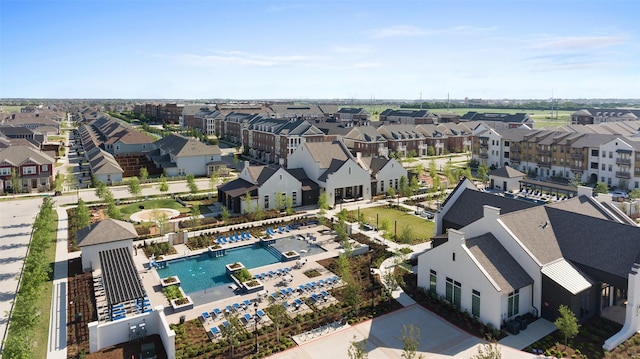 bird's eye view with a residential view