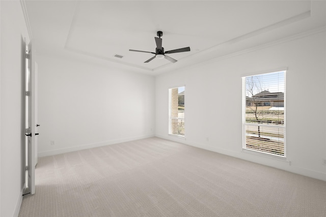 404 Newpark Blvd, Desoto, TX 75115 - unfurnished room with a raised ceiling, baseboards, visible vents, and light carpet
