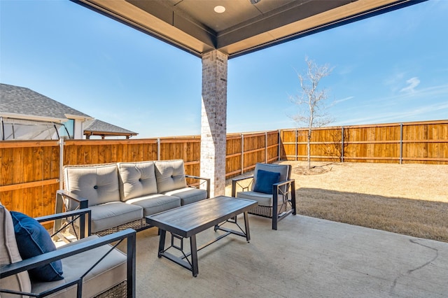 2521 Warwick Dr, Celina, TX 75009 - view of patio / terrace with a fenced backyard and outdoor lounge area