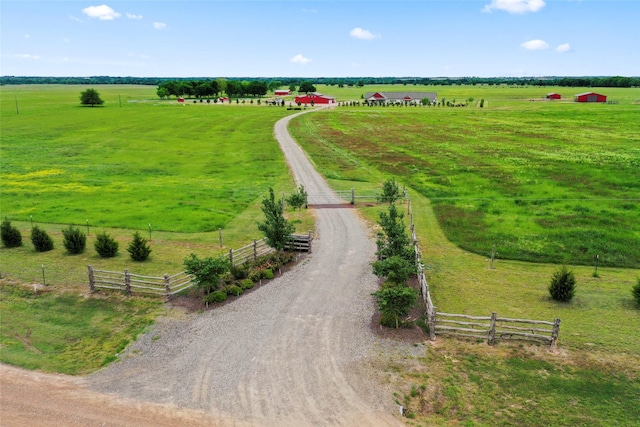 drone / aerial view with a rural view