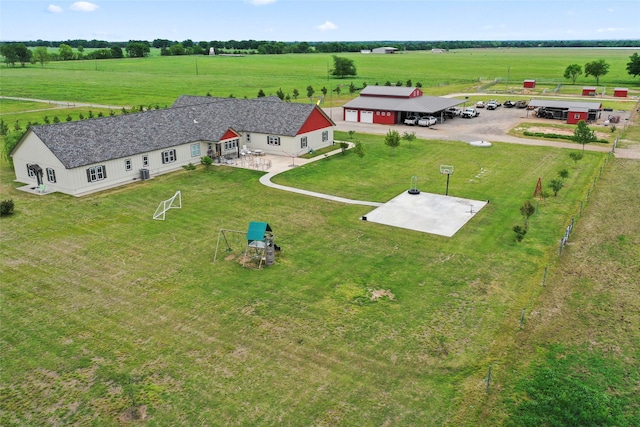 drone / aerial view with a rural view