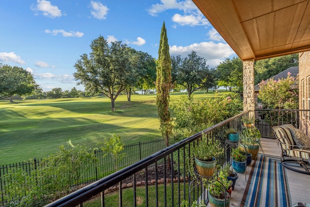 balcony with view of golf course