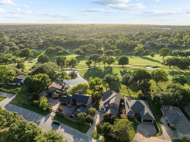 aerial view featuring golf course view and a residential view