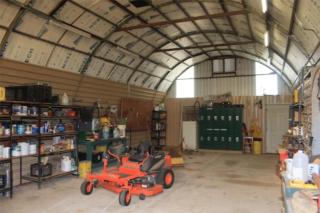 interior space featuring metal wall