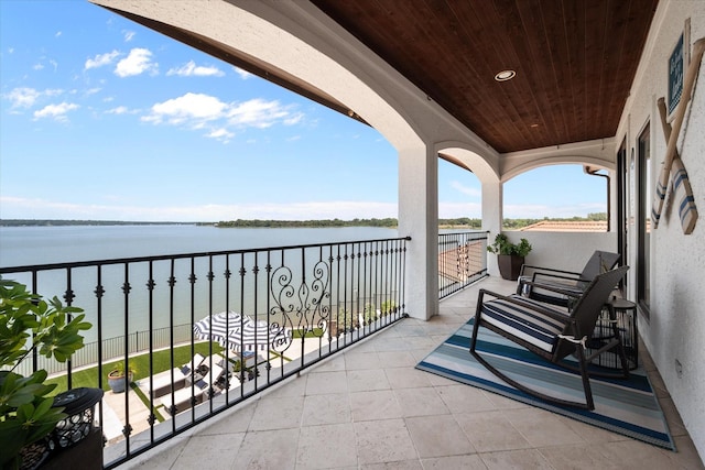 balcony with a water view