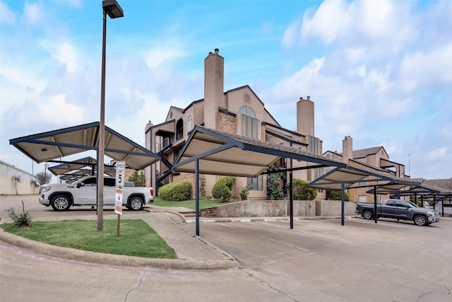 view of covered parking lot