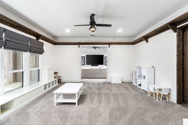 3200 W Fm 455, Celina, TX 75009 - living area featuring recessed lighting, light colored carpet, ceiling fan, and baseboards