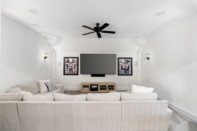 3200 W Fm 455, Celina, TX 75009 - home theater featuring carpet, ceiling fan, visible vents, and baseboards