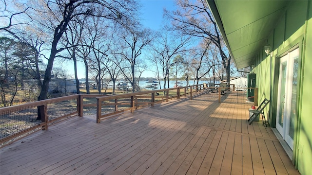 deck with a water view