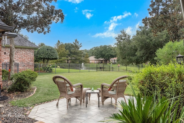 view of yard with a patio area and a fenced backyard