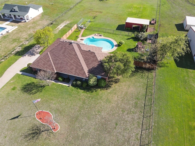 aerial view with a rural view