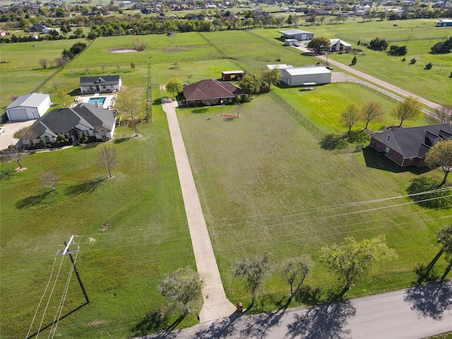 drone / aerial view with a rural view