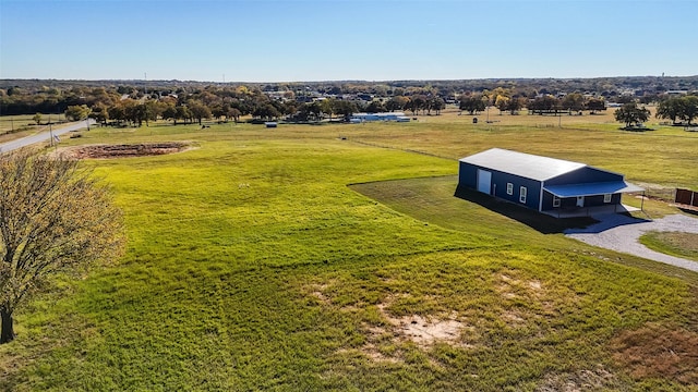 aerial view featuring a rural view