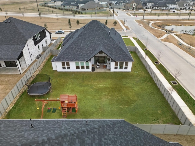 drone / aerial view with a residential view