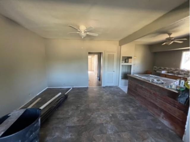 kitchen featuring ceiling fan