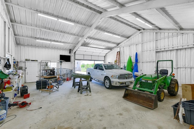 garage featuring metal wall