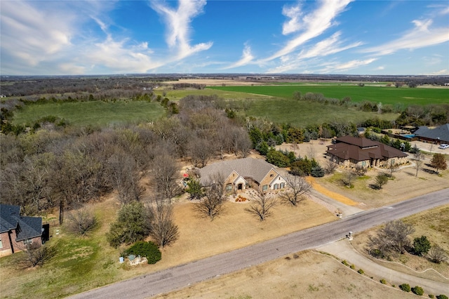 bird's eye view with a rural view