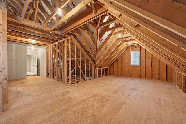 view of unfinished attic