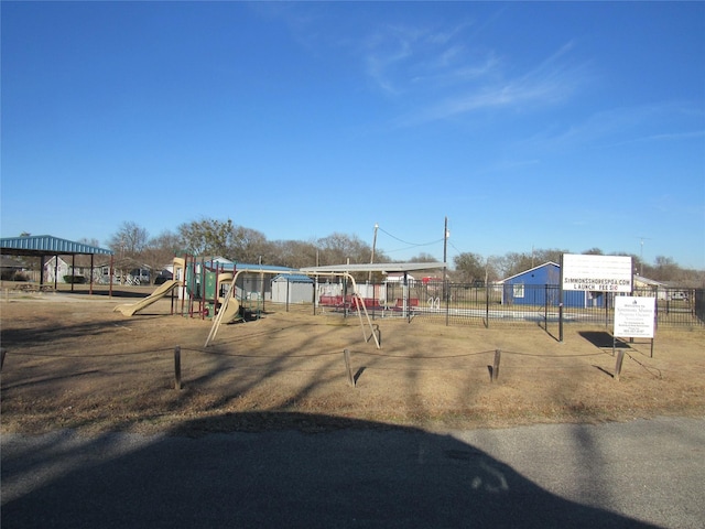 community play area with fence