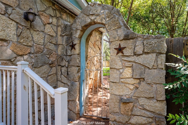 details featuring stone siding