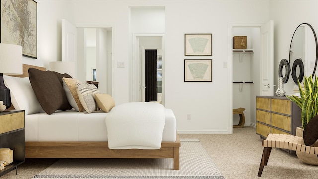 bedroom featuring carpet flooring and baseboards