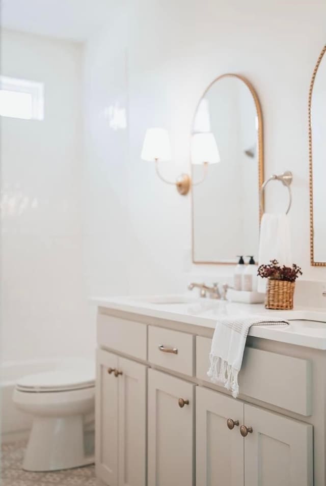 bathroom with toilet and vanity