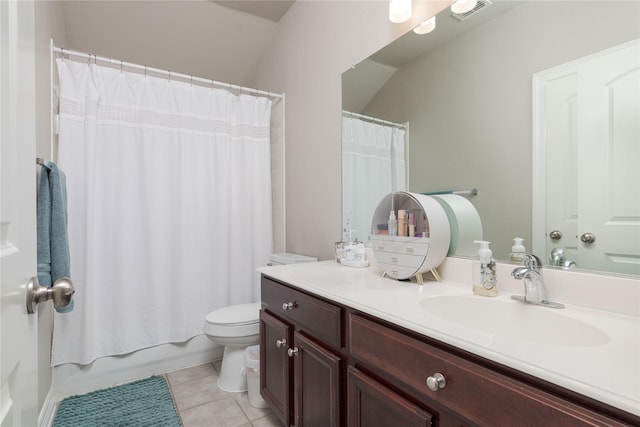 1805 Ringtail Dr, Little Elm, TX 75068 - full bathroom with tile patterned floors, toilet, vanity, and shower / tub combo with curtain