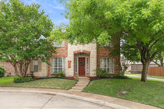 619 Loch View Ct, Rockwall, TX 75087 - view of front of house featuring brick siding, an attached garage, a chimney, and driveway