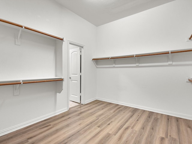 walk in closet with wood finished floors