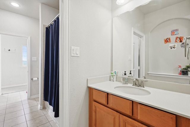 bathroom featuring vanity and tile patterned floors