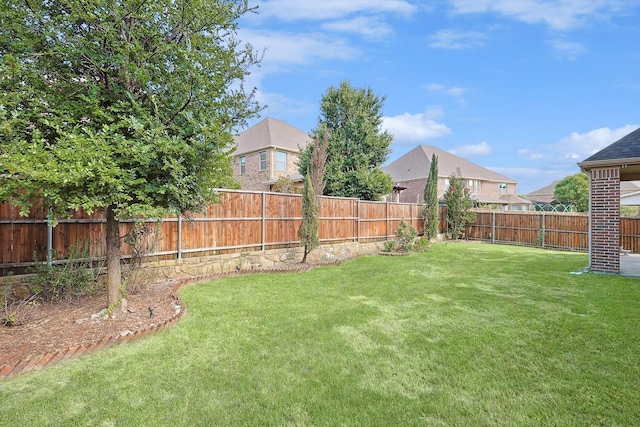 view of yard with a fenced backyard