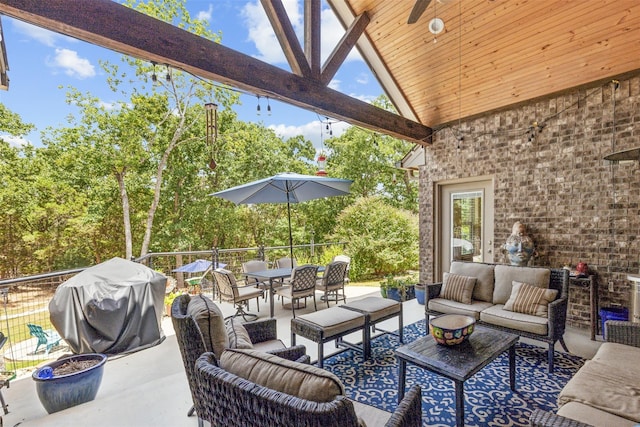 view of patio / terrace featuring grilling area and an outdoor hangout area