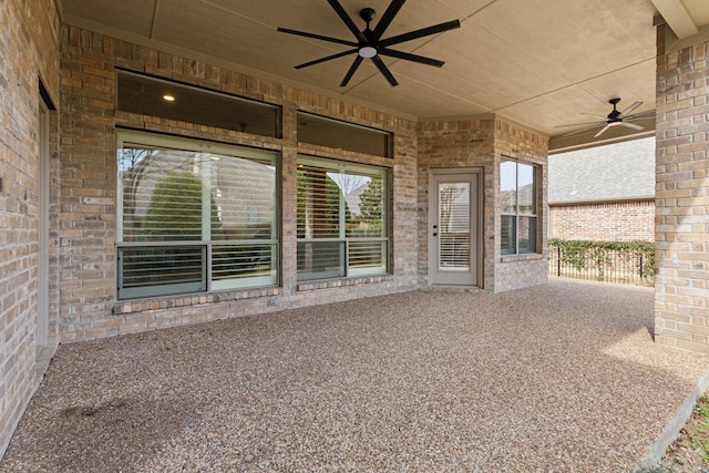 view of patio with ceiling fan