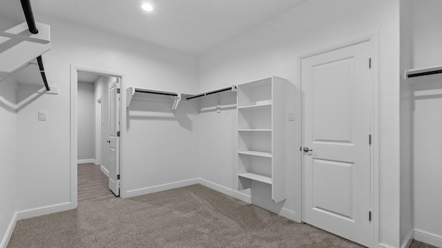 spacious closet with light carpet