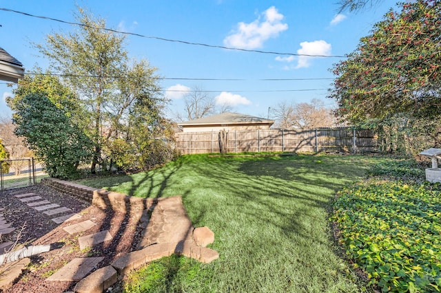 view of yard featuring a fenced backyard