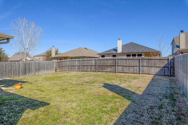 view of yard featuring a fenced backyard