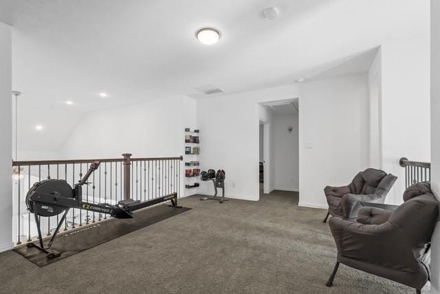 sitting room with carpet floors and baseboards