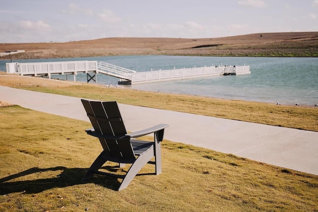 view of storm shelter featuring a water view