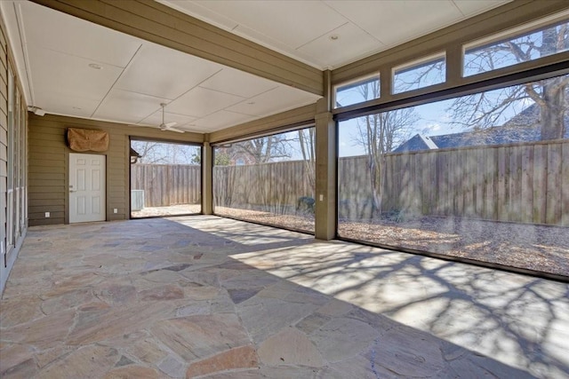 view of unfurnished sunroom