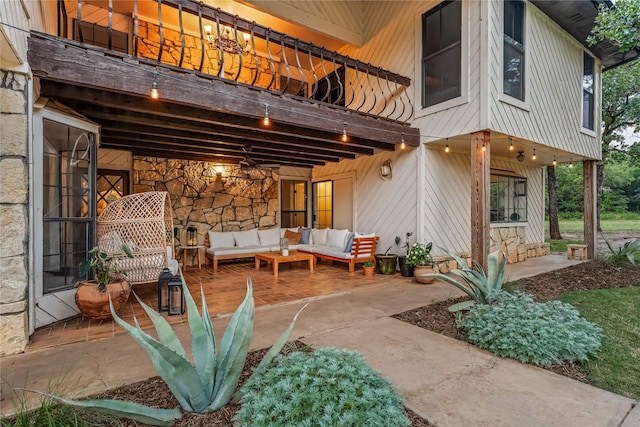 3113 Rock Creek Rd, Mineral Wells, TX 76067 - exterior space with a balcony and outdoor lounge area