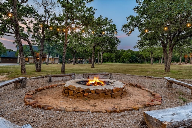 3113 Rock Creek Rd, Mineral Wells, TX 76067 - view of yard with a fire pit