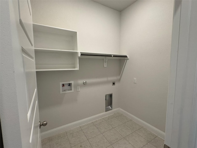 1433 Eagle Nest Dr, Pelican Bay, TX 76020 - laundry area featuring hookup for a gas dryer, washer hookup, baseboards, electric dryer hookup, and light tile patterned flooring