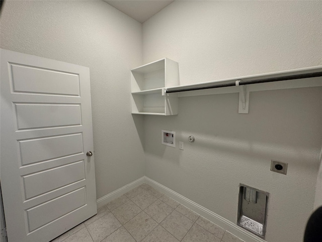 1433 Eagle Nest Dr, Pelican Bay, TX 76020 - laundry room featuring electric dryer hookup, hookup for a washing machine, hookup for a gas dryer, baseboards, and light tile patterned floors