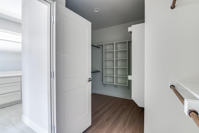 spacious closet featuring wood finished floors