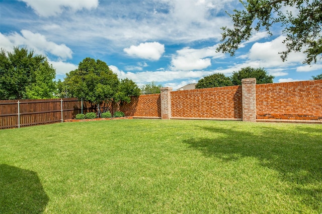 view of yard featuring a fenced backyard