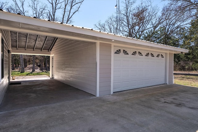 view of detached garage